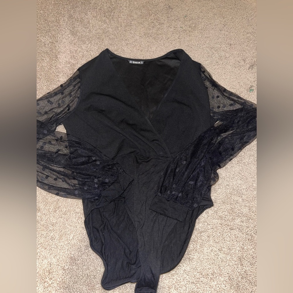 Shein black polka dot sleeve